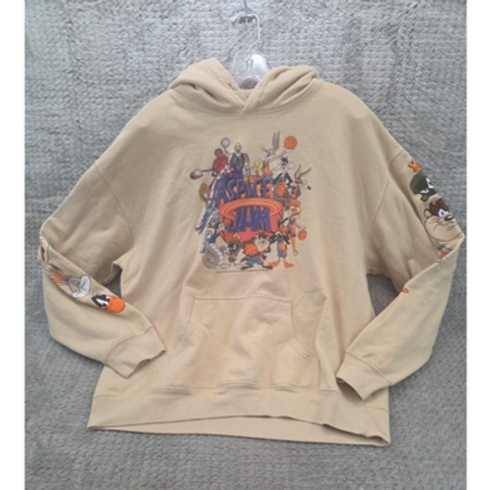 Freeze Space Jam Hoodie Mens XL Beige Graphic Pullover Sweatshirt